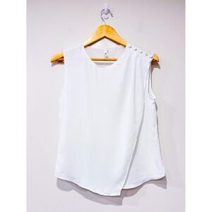 MANGO White sleeveless blouse | Minimalist drape chic | Size 4